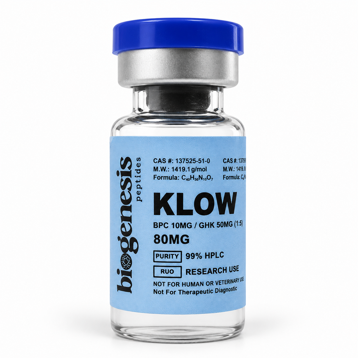 GHK-Cu — Biogenesis Peptídeo KLOW 80mg 50mg + TB-500 10mg + BPC-157 10mg + KPV 10mg